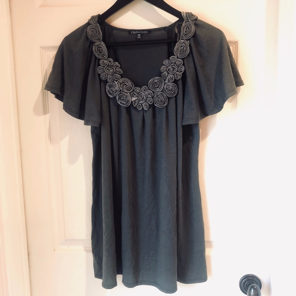 Grey Flowy Soft Super Cute Plus Size Top
